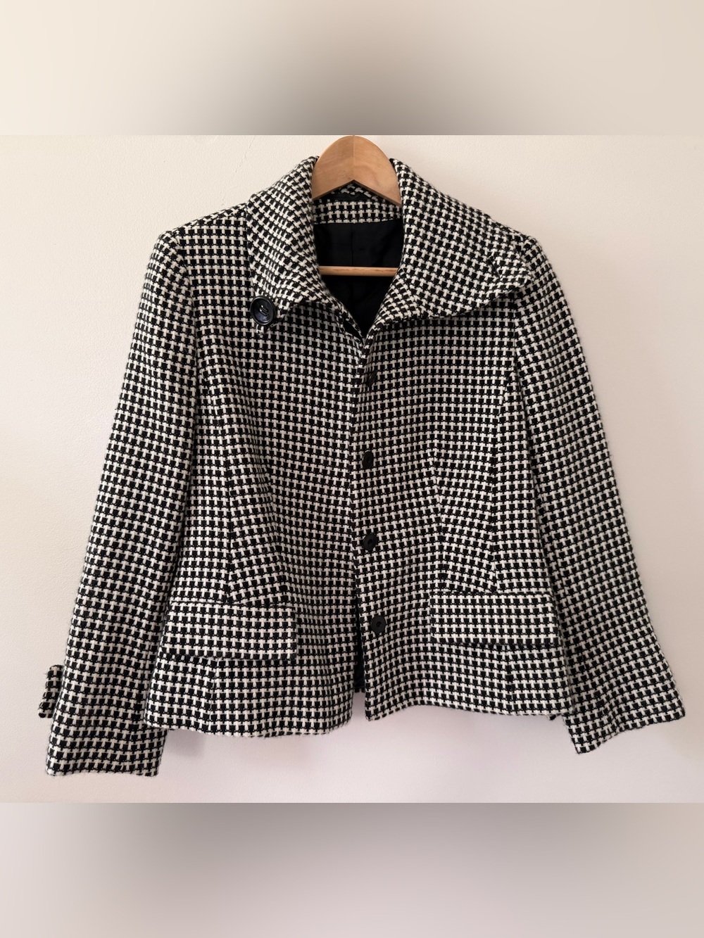 Algo Switzerlang Black & White Cashmere Houndstooth Women's Jacket